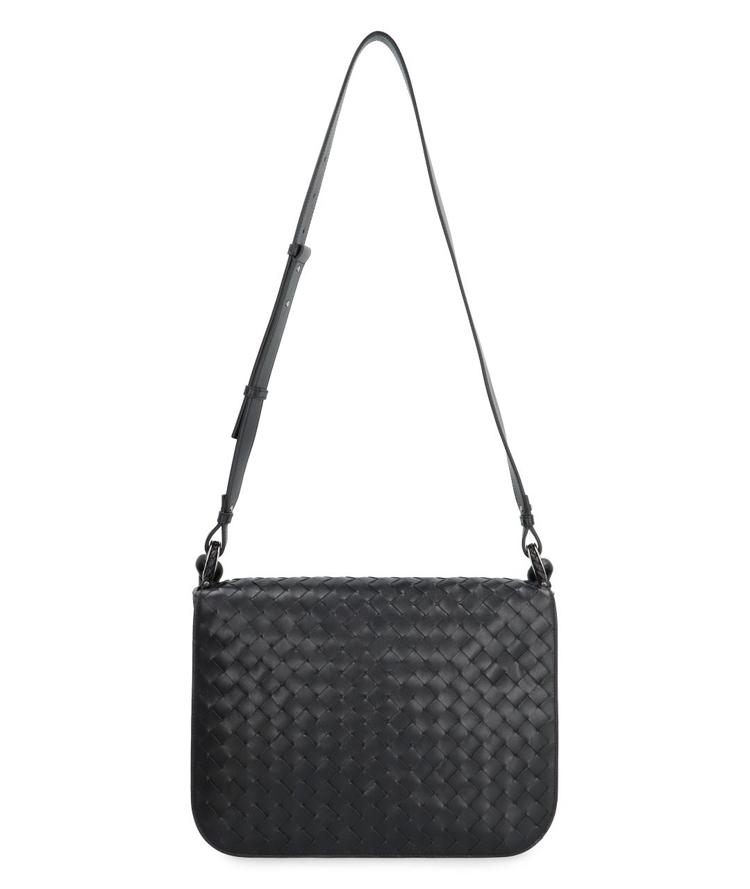 BOTTEGA VENETA Черная кожаная сумка на плечо, фото 5