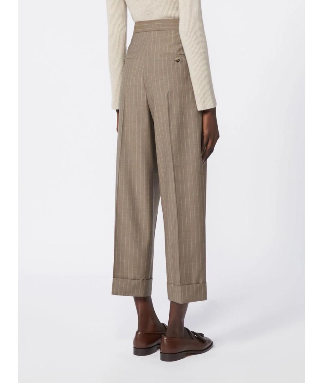 MAX MARA Бежевые шерстяные прямые брюки, фото 4
