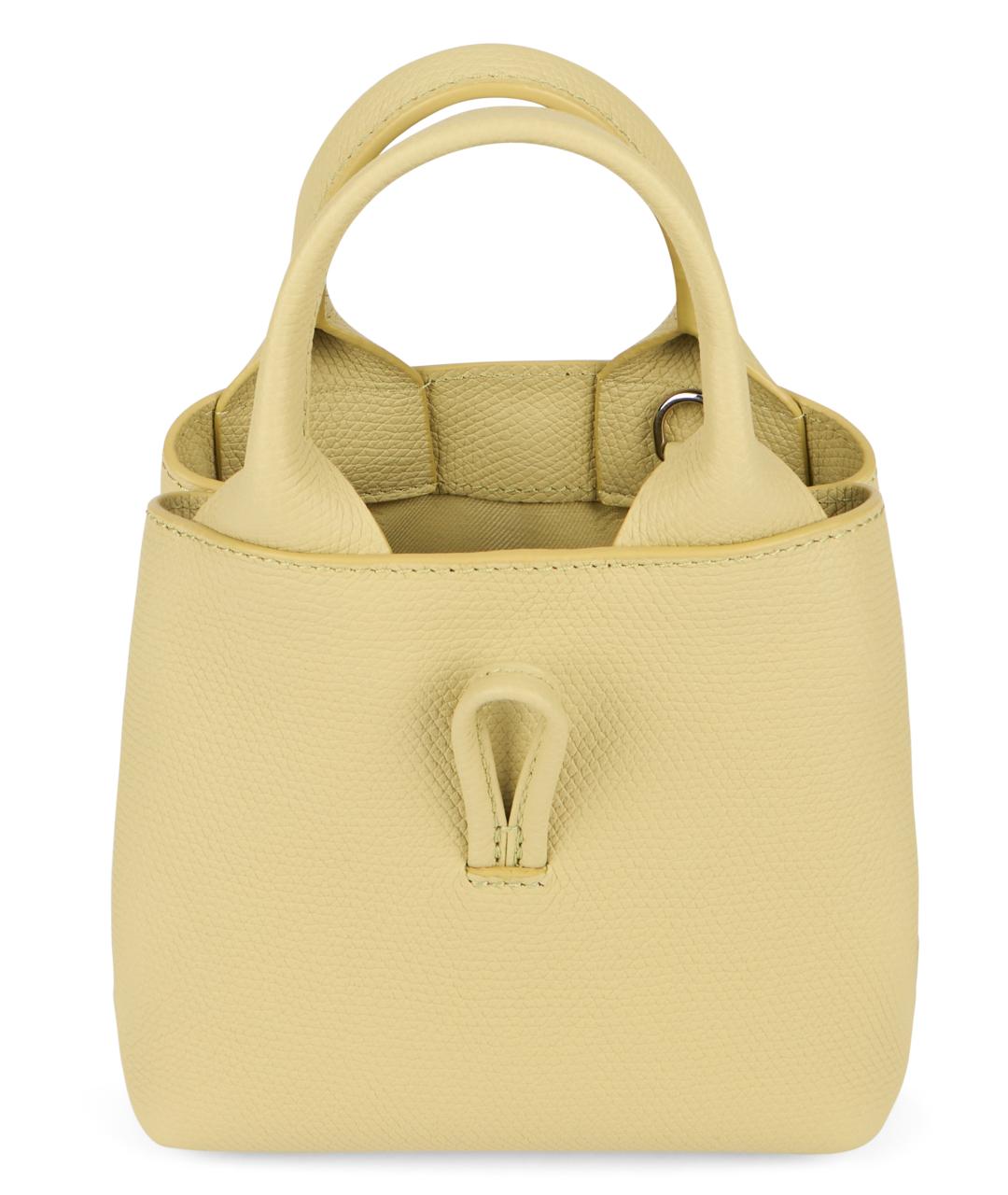 LONGCHAMP Желтая кожаная сумка с короткими ручками, фото 5