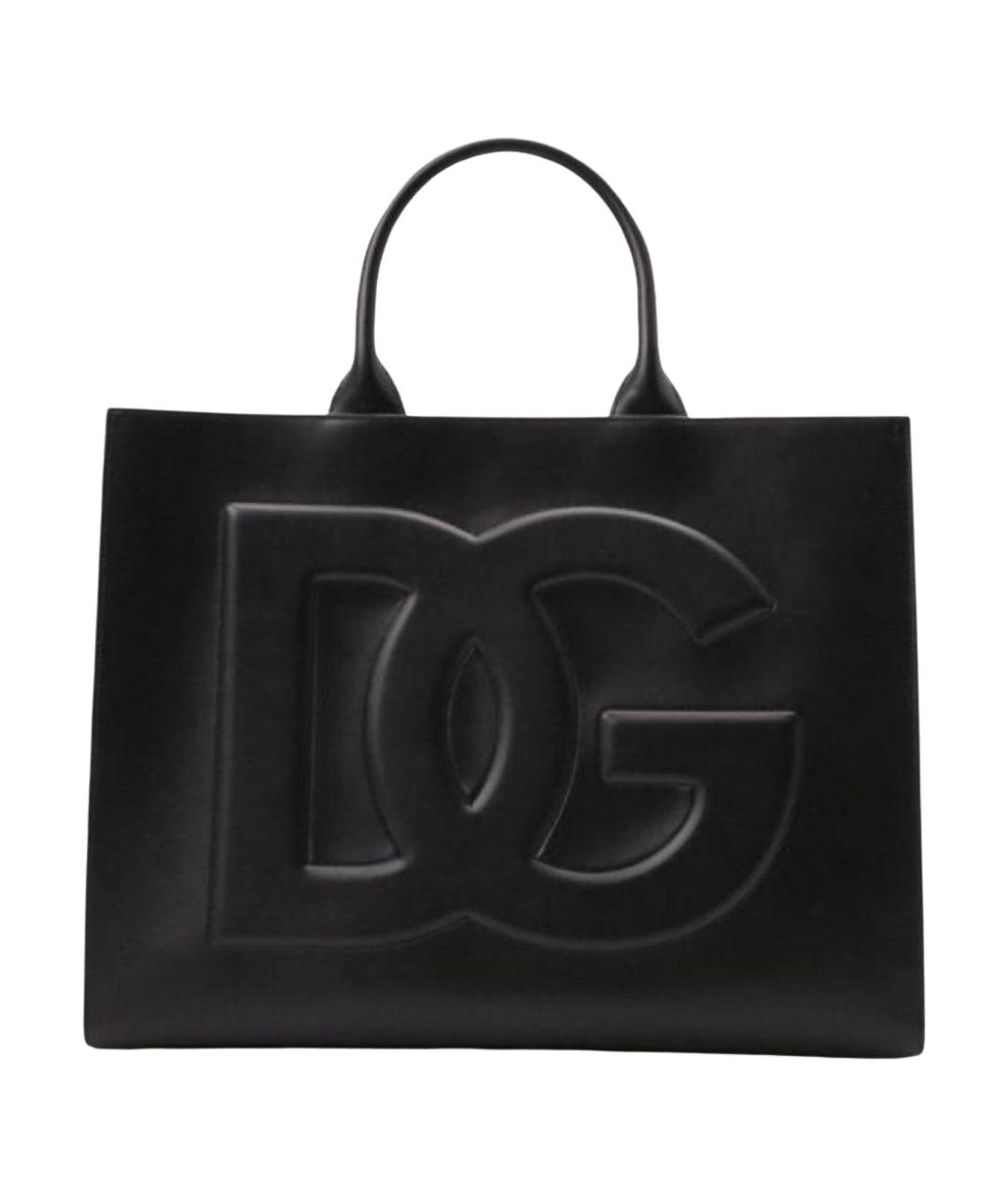 DOLCE&GABBANA Черная кожаная сумка тоут, фото 1