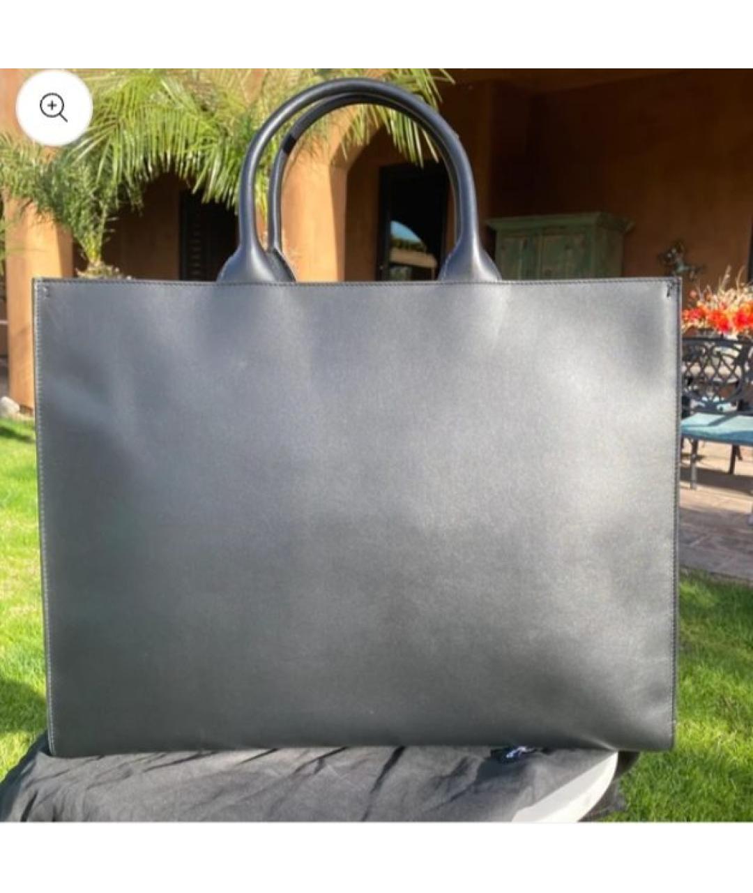 DOLCE&GABBANA Черная кожаная сумка тоут, фото 2