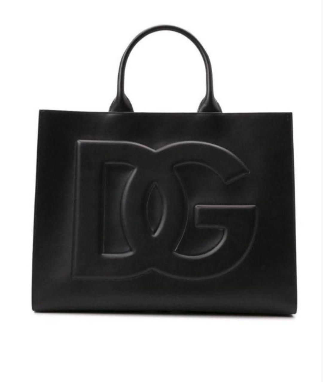 DOLCE&GABBANA Черная кожаная сумка тоут, фото 5