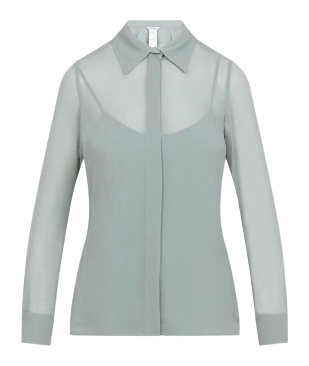 MAX MARA Бирюзовая шелковая рубашка, фото 1