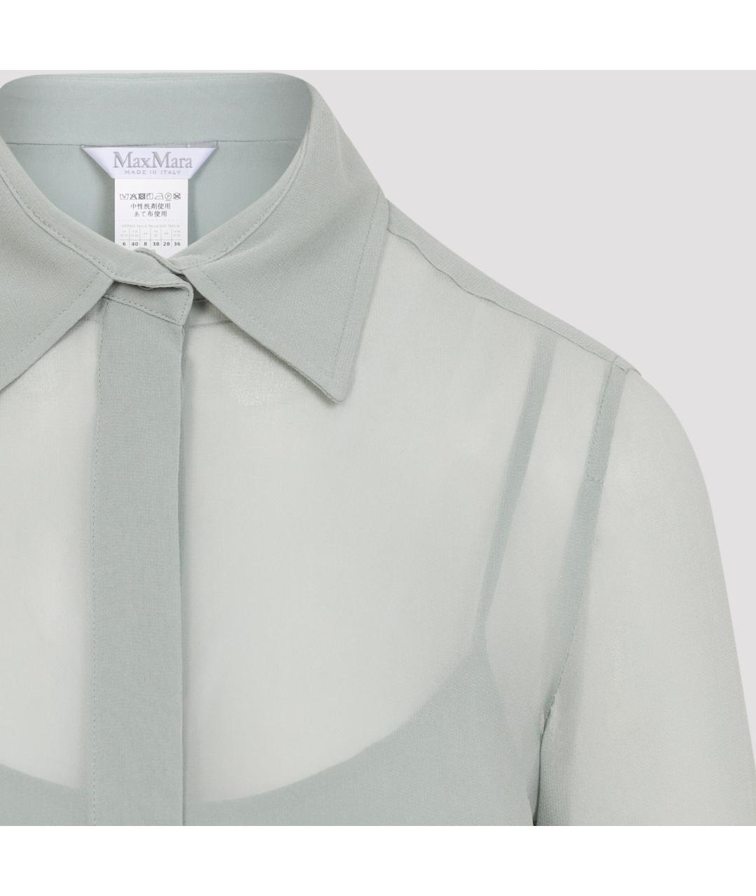 MAX MARA Бирюзовая шелковая рубашка, фото 4