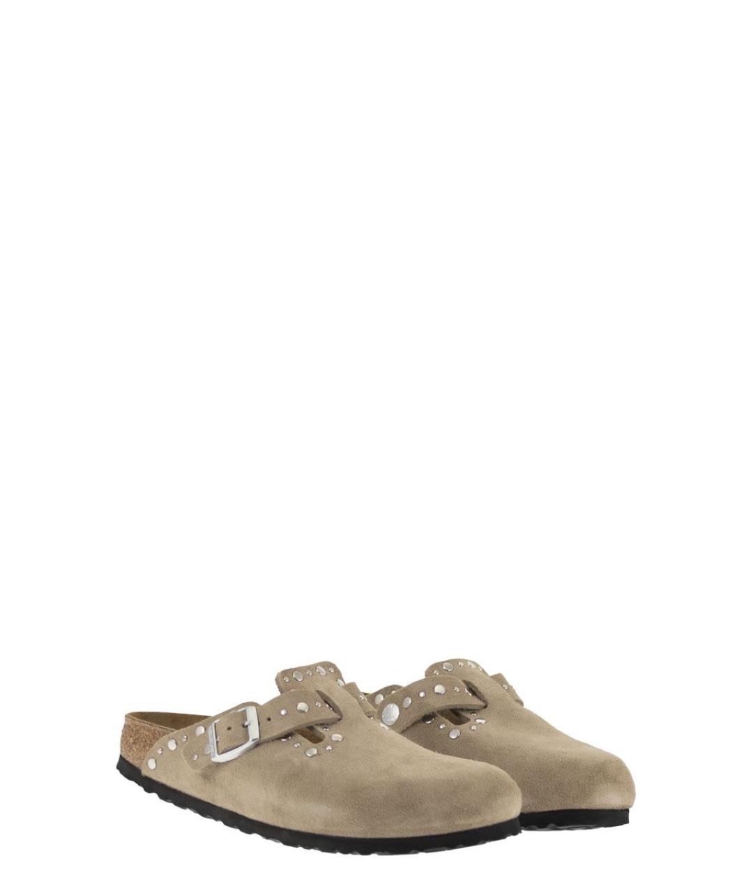 BIRKENSTOCK Бежевые замшевые мюли, фото 4