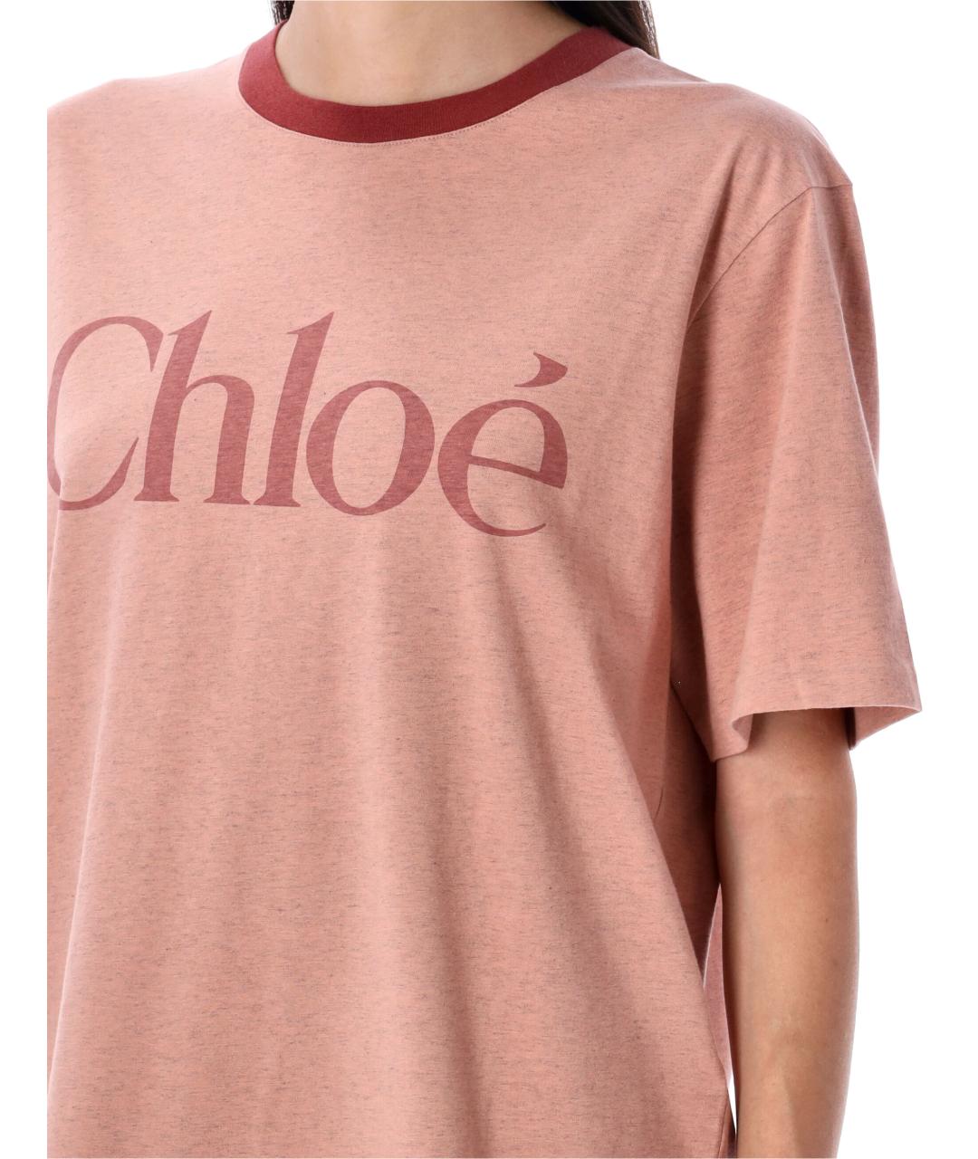 CHLOE Коралловая хлопковая футболка, фото 3