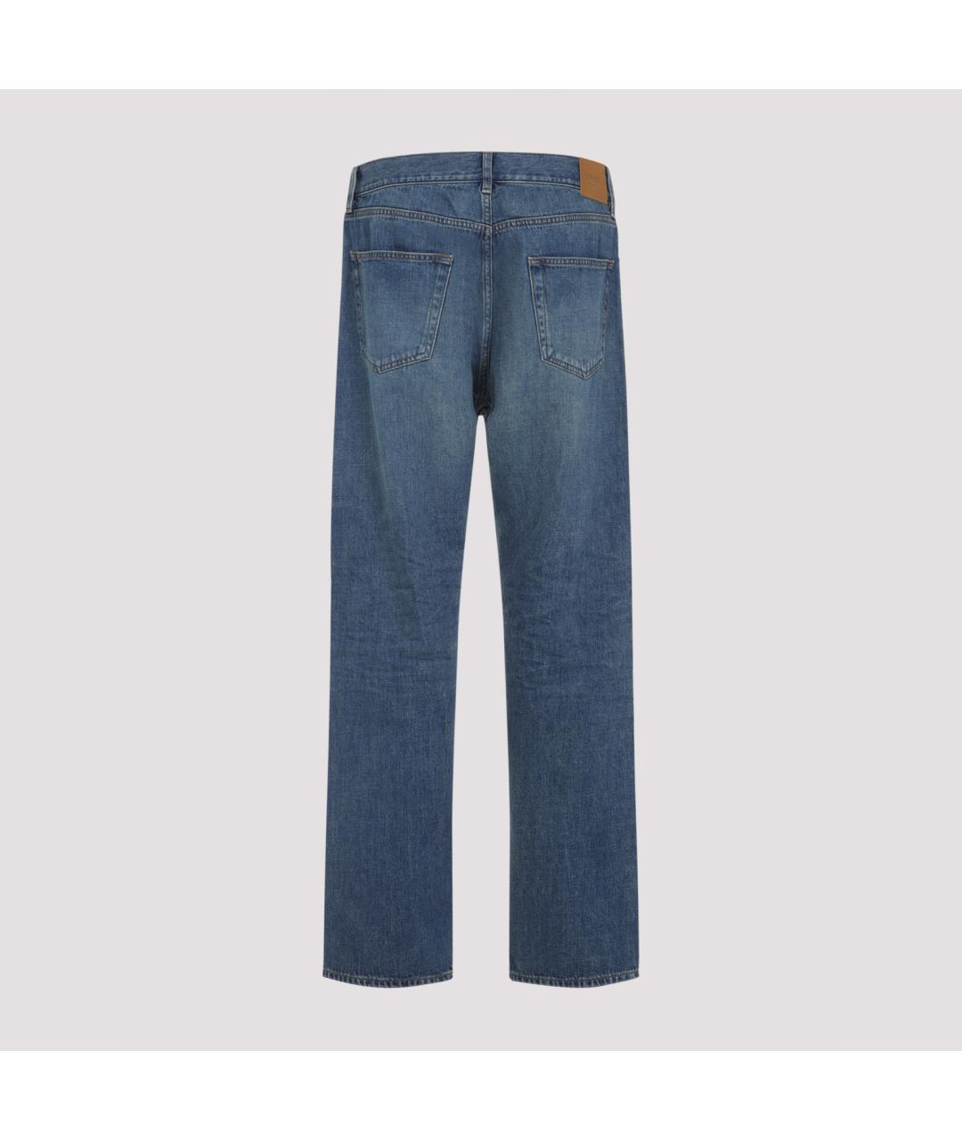 SAINT LAURENT Синие хлопковые повседневные брюки, фото 3