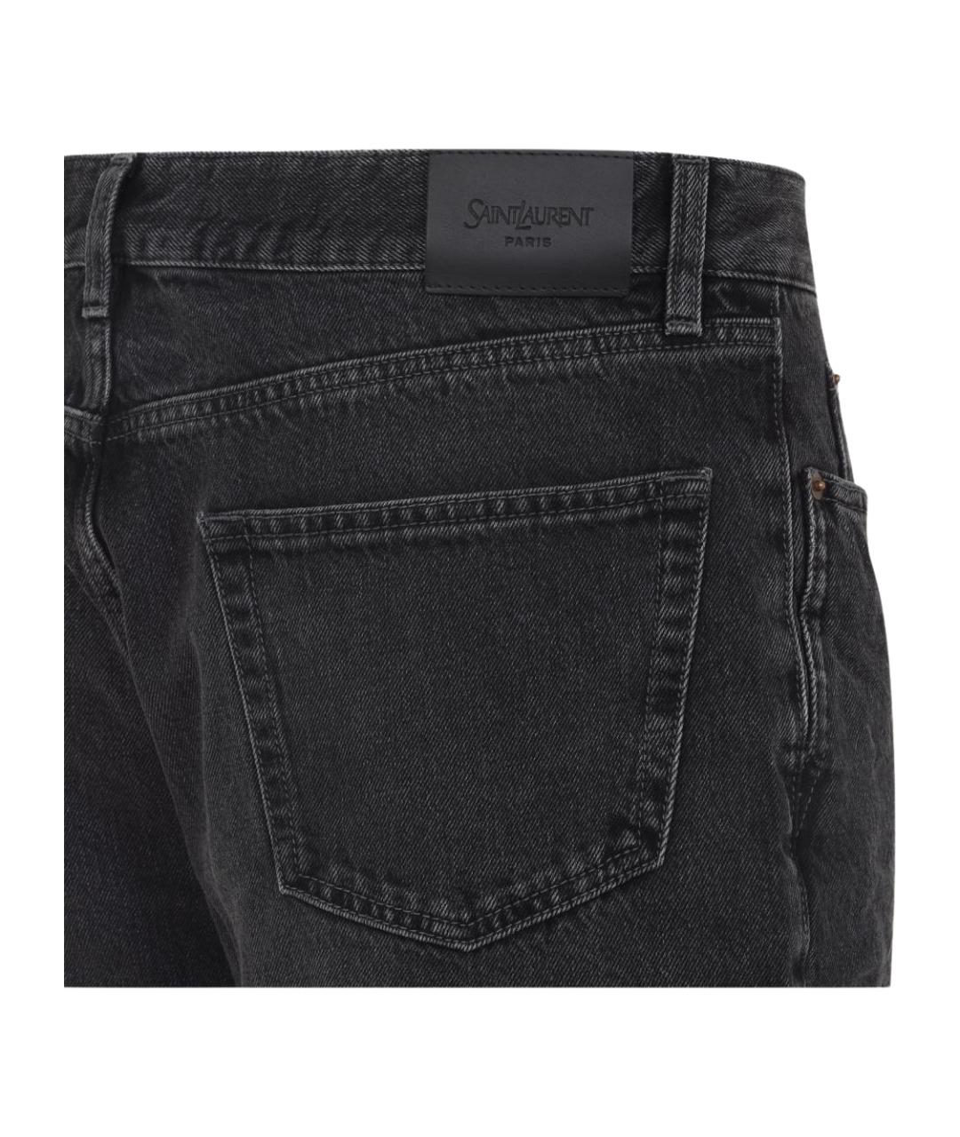 SAINT LAURENT Черные хлопковые прямые джинсы, фото 3