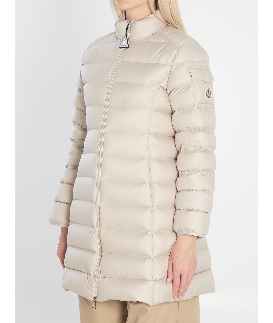 MONCLER Бежевое полиэстеровое пальто, фото 2
