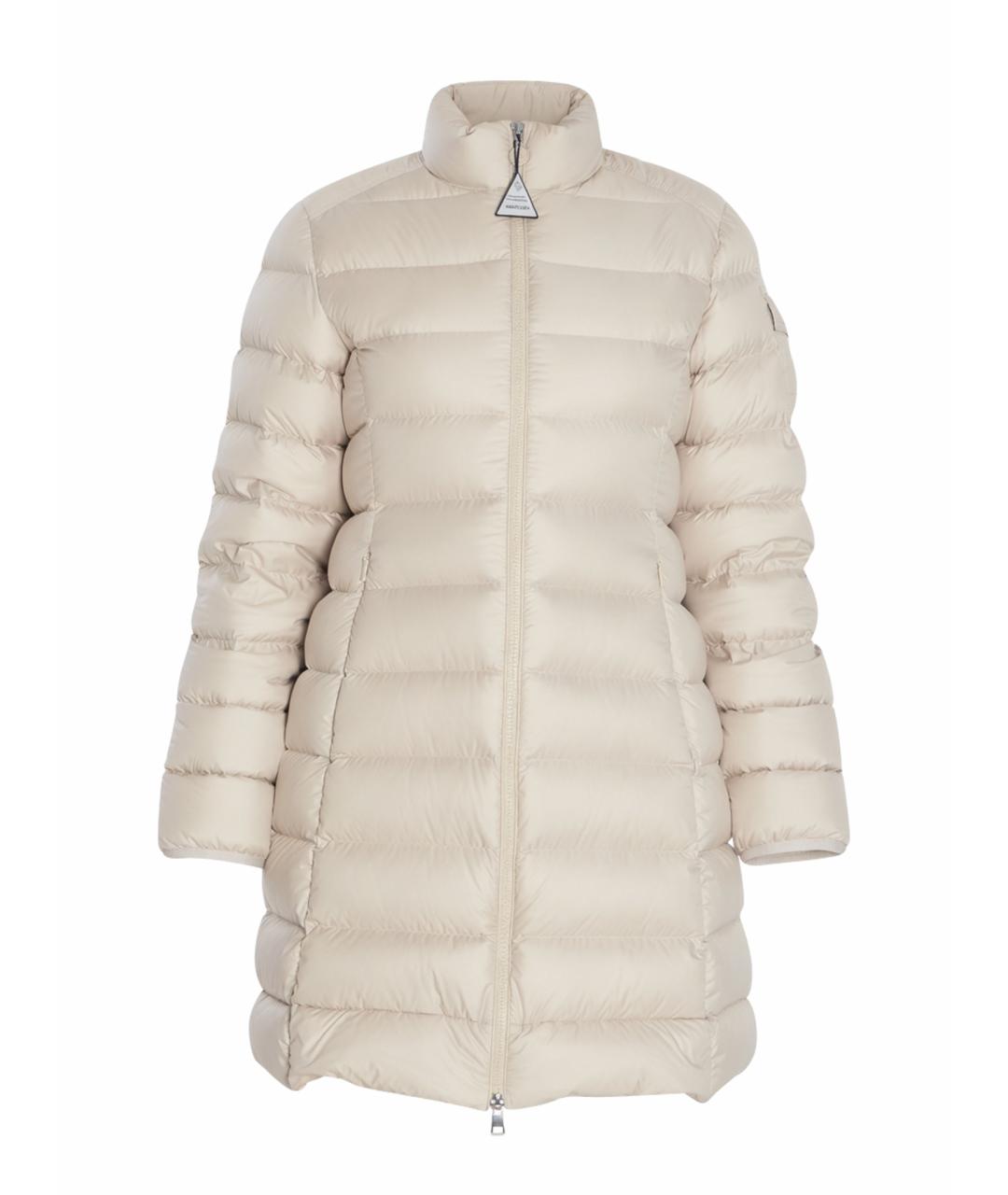 MONCLER Бежевое полиэстеровое пальто, фото 1
