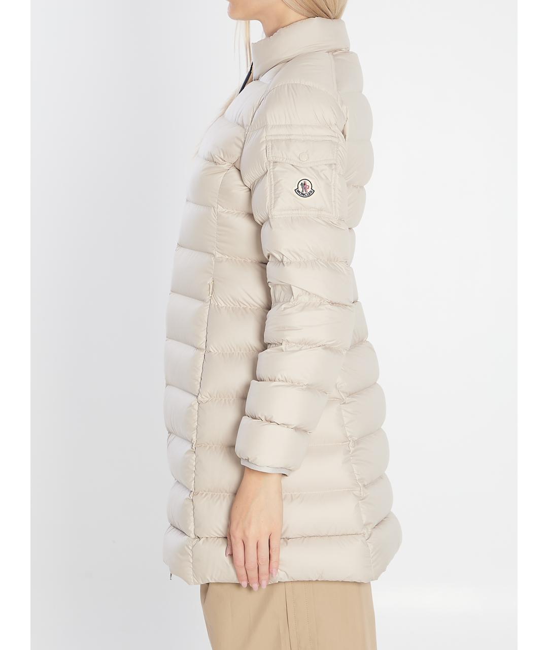 MONCLER Бежевое полиэстеровое пальто, фото 3