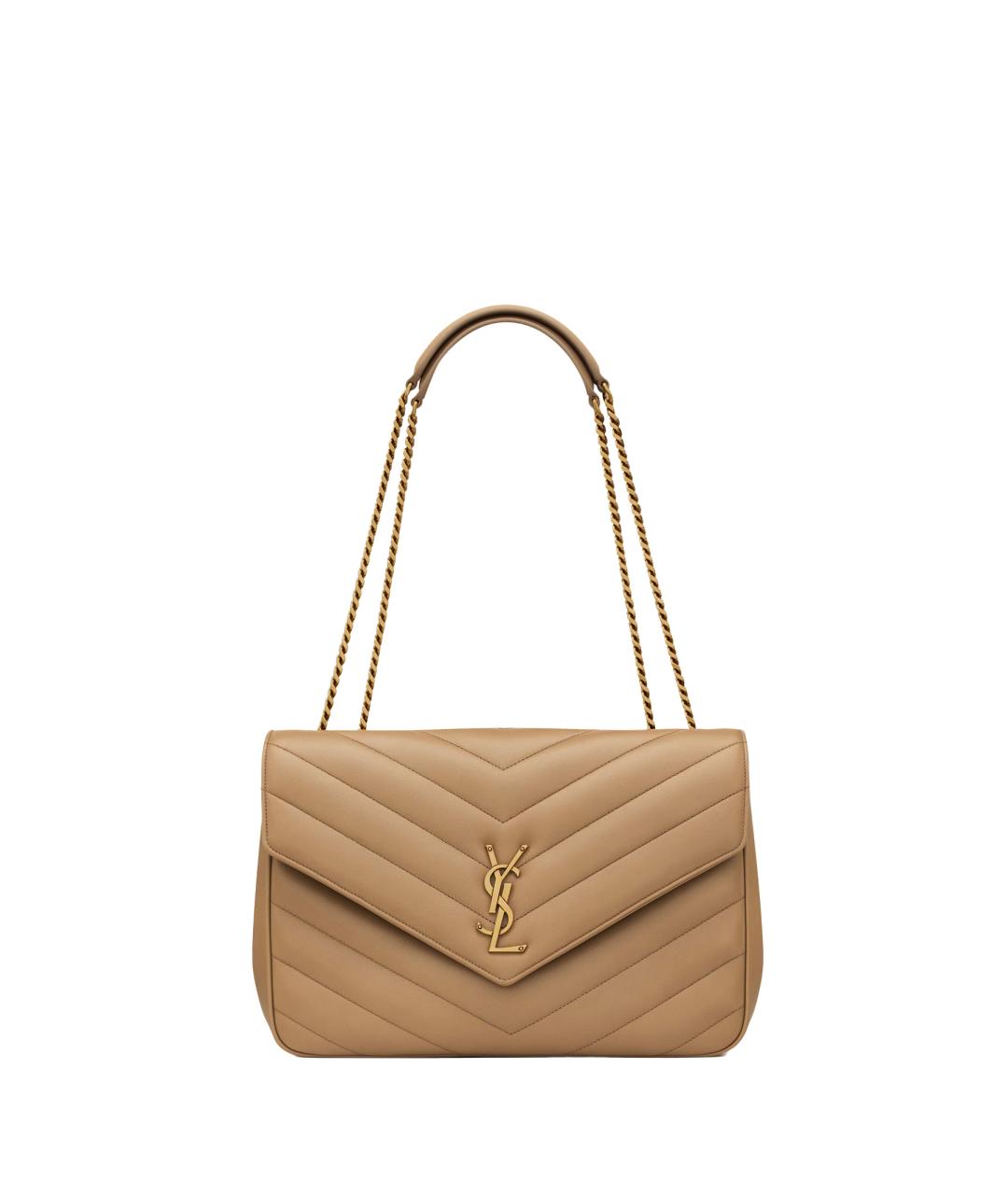 SAINT LAURENT Бежевая кожаная сумка через плечо, фото 1