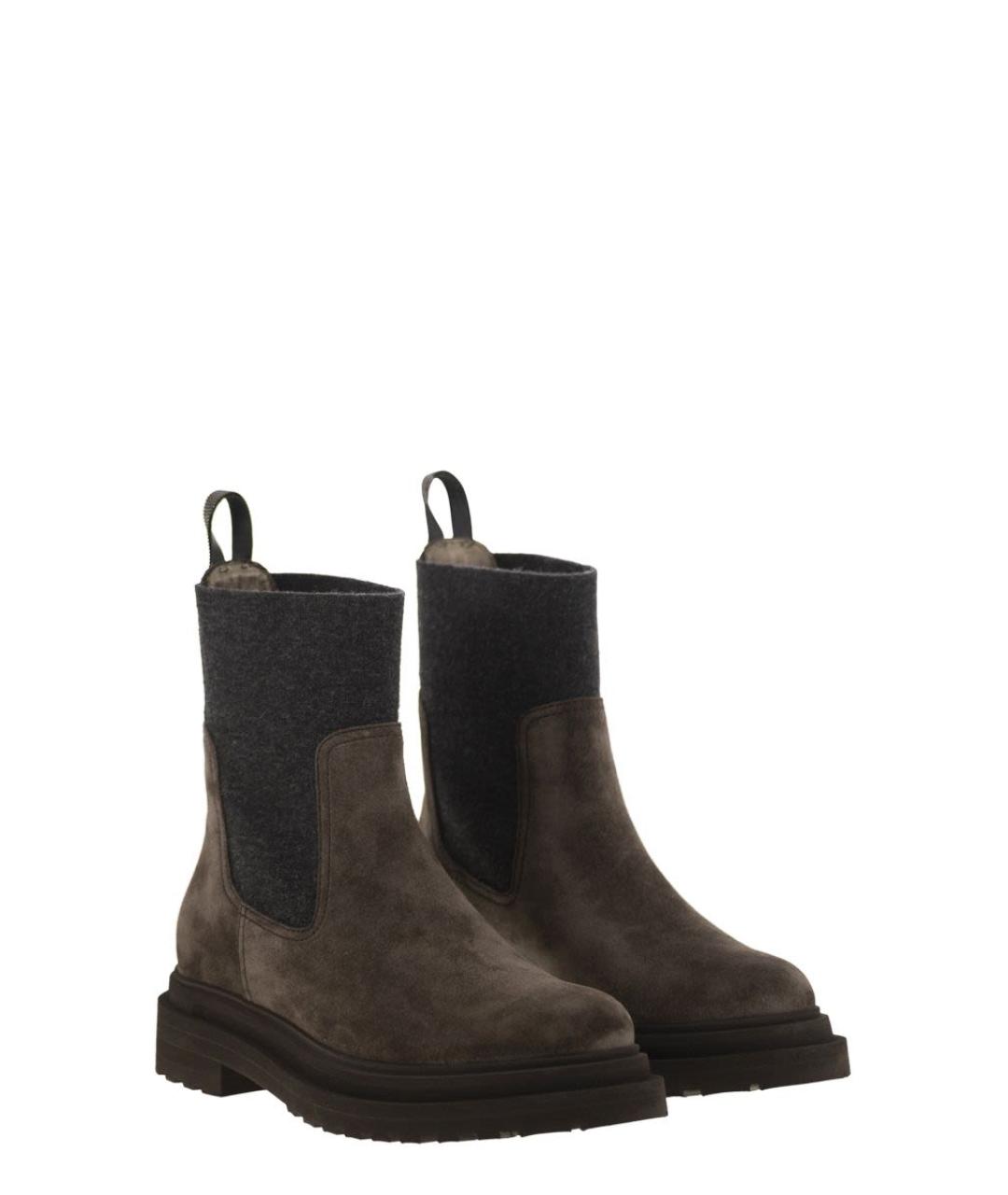BRUNELLO CUCINELLI Коричневые кожаные ботинки, фото 4