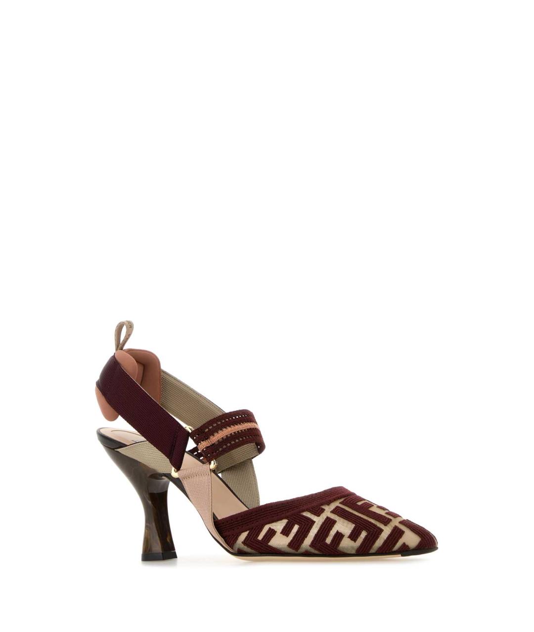 FENDI Бордовые текстильные туфли, фото 2