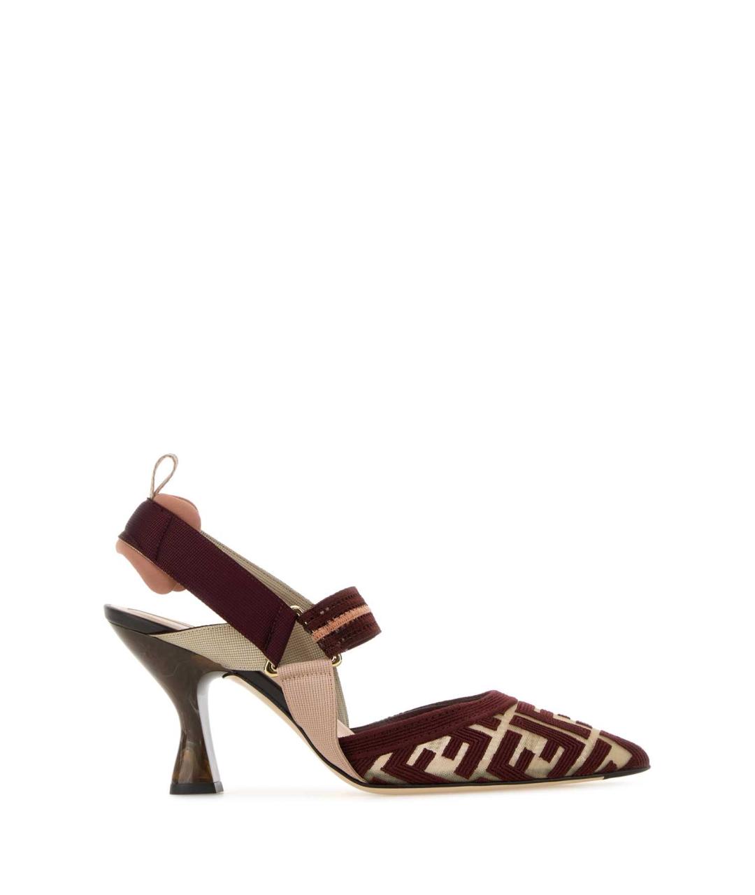 FENDI Бордовые текстильные туфли, фото 1