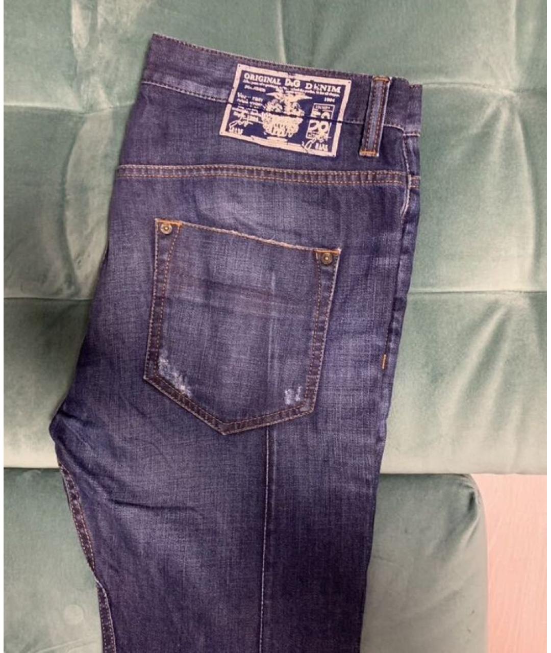 DOLCE&GABBANA Темно-синие хлопковые прямые джинсы, фото 4