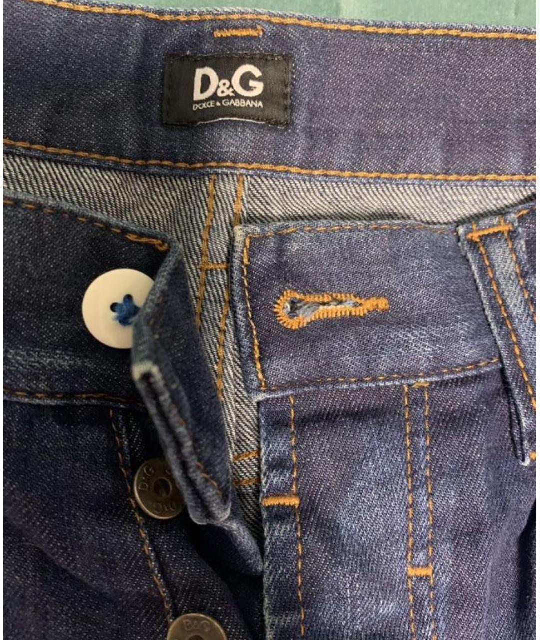 DOLCE&GABBANA Темно-синие хлопковые прямые джинсы, фото 5