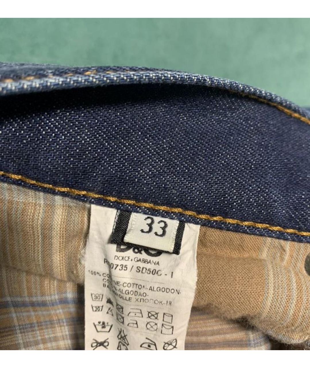 DOLCE&GABBANA Темно-синие хлопковые прямые джинсы, фото 7