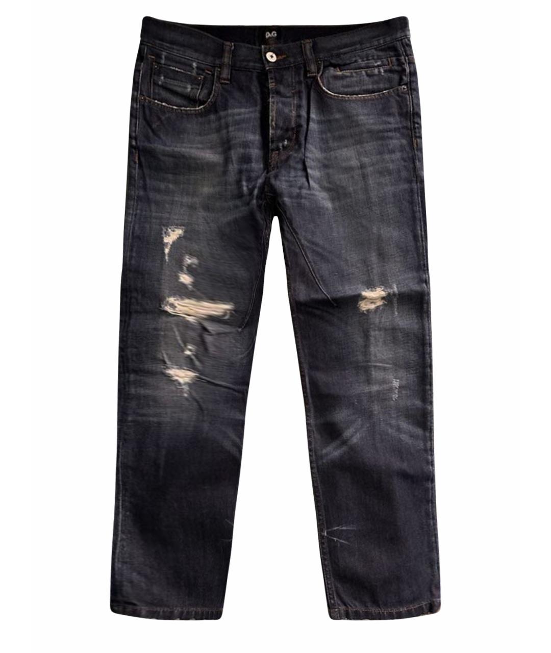 DOLCE&GABBANA Темно-синие хлопковые прямые джинсы, фото 1