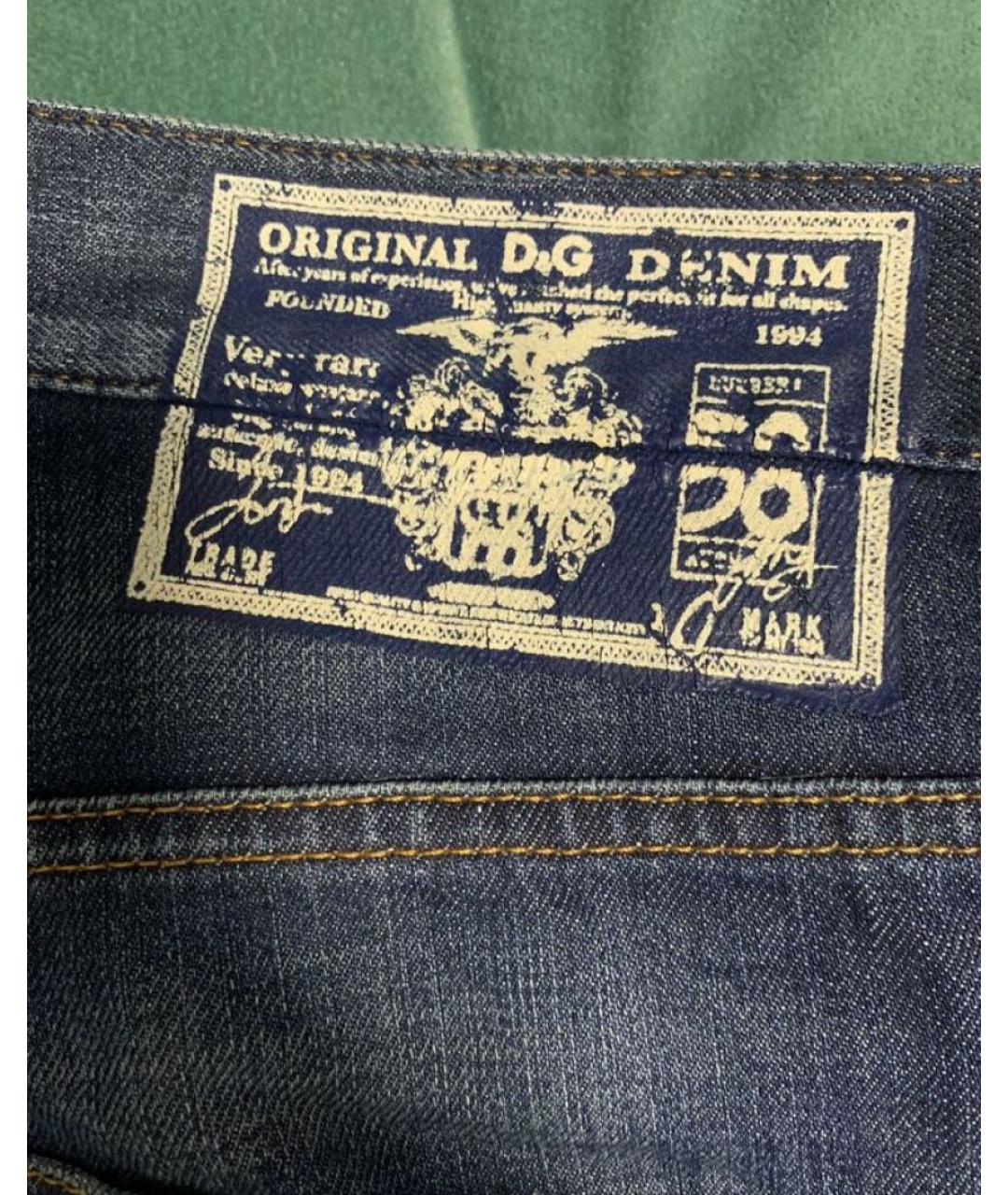 DOLCE&GABBANA Темно-синие хлопковые прямые джинсы, фото 6