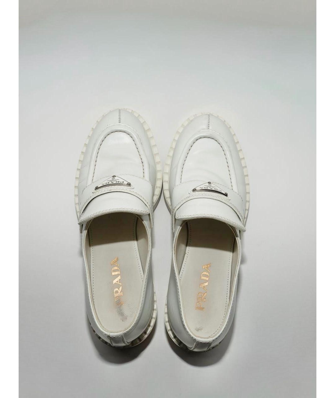 PRADA Белые кожаные лоферы, фото 5