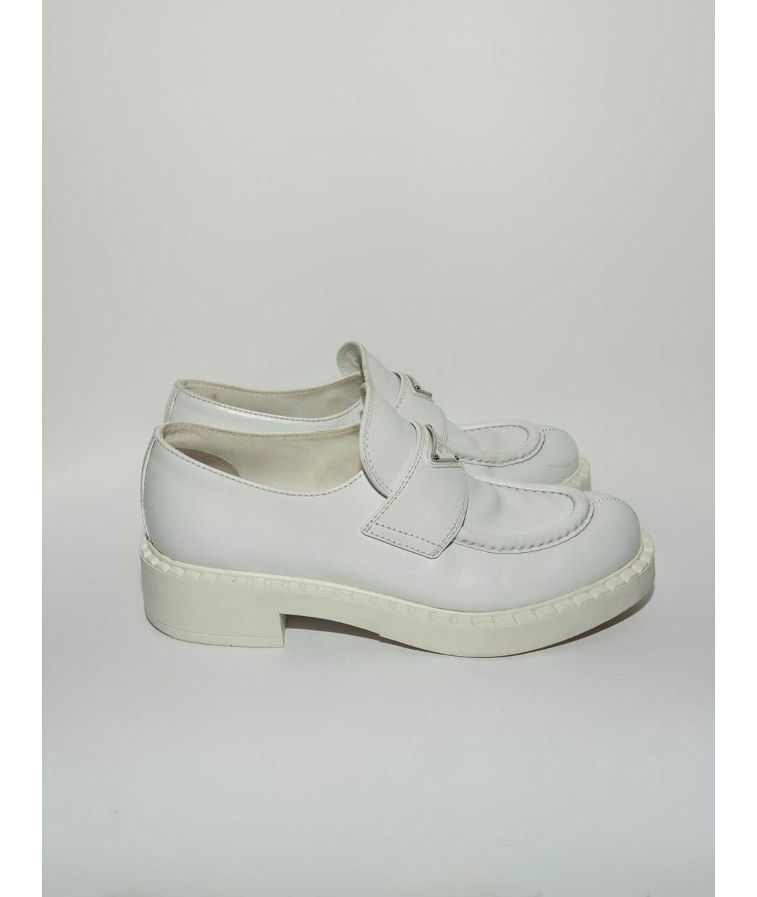 PRADA Белые кожаные лоферы, фото 6