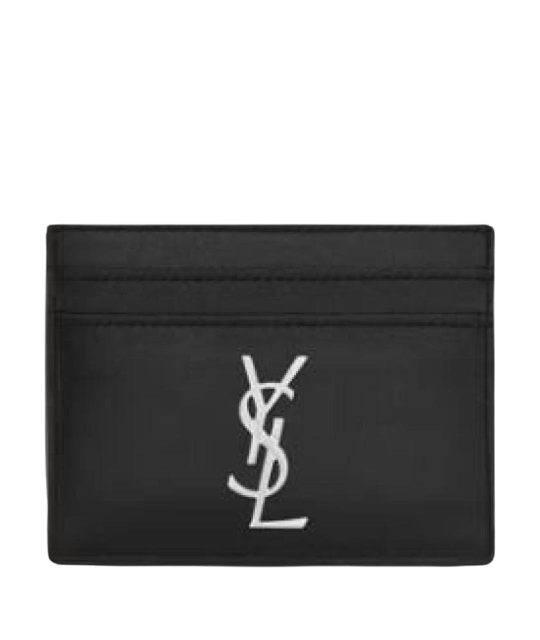 SAINT LAURENT Черный кожаный кардхолдер, фото 1