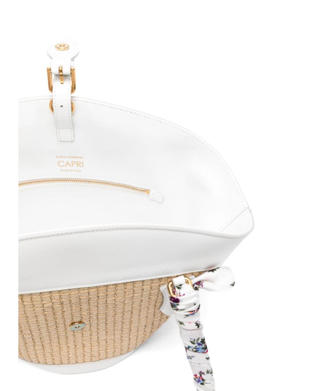 DOLCE&GABBANA Бежевая пелетеная сумка тоут, фото 3
