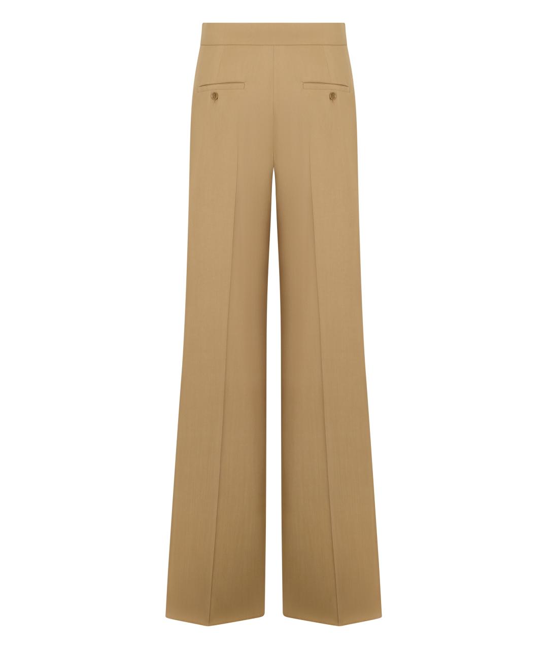 MAX MARA Бежевые шерстяные прямые брюки, фото 2