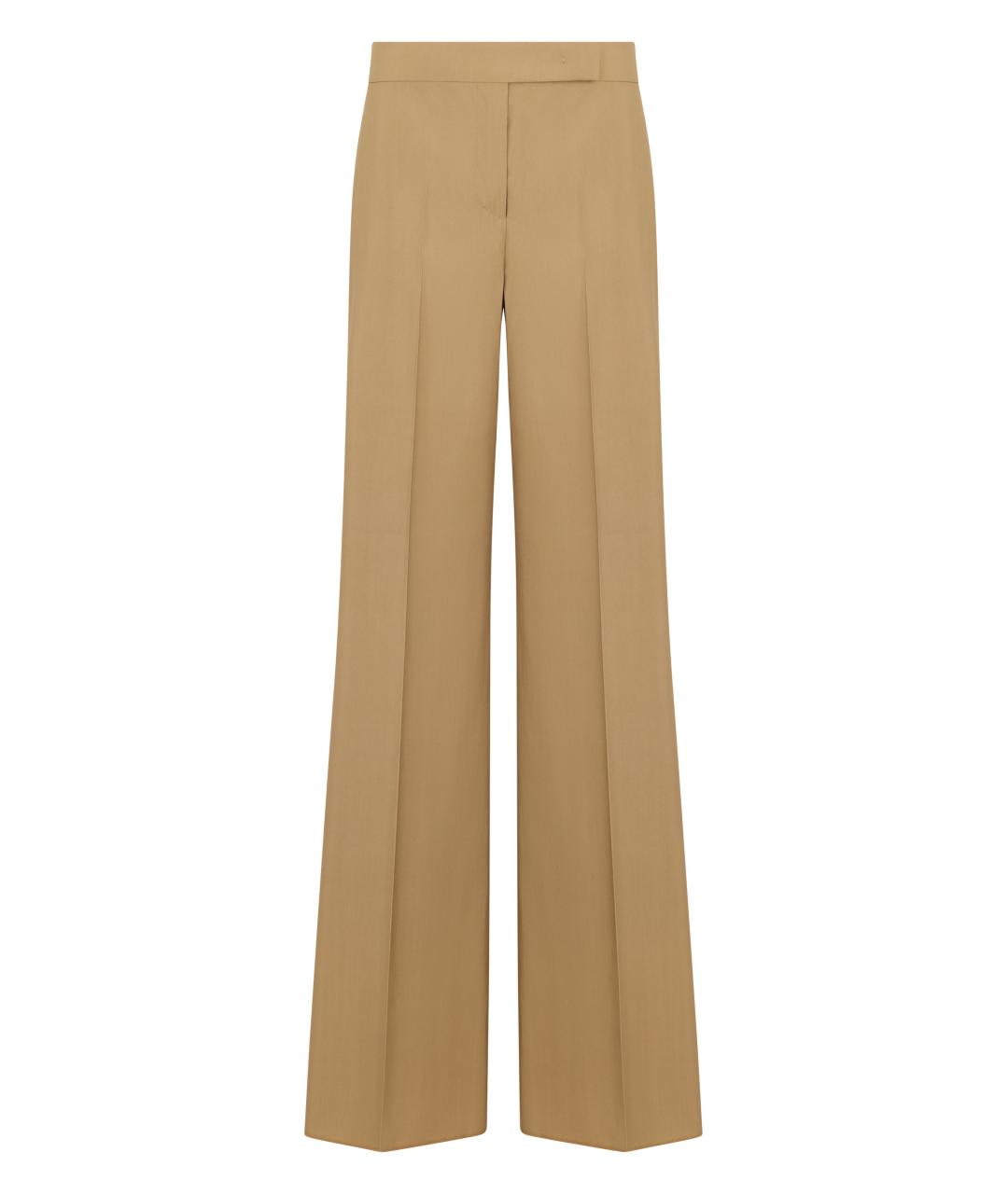 MAX MARA Бежевые шерстяные прямые брюки, фото 1