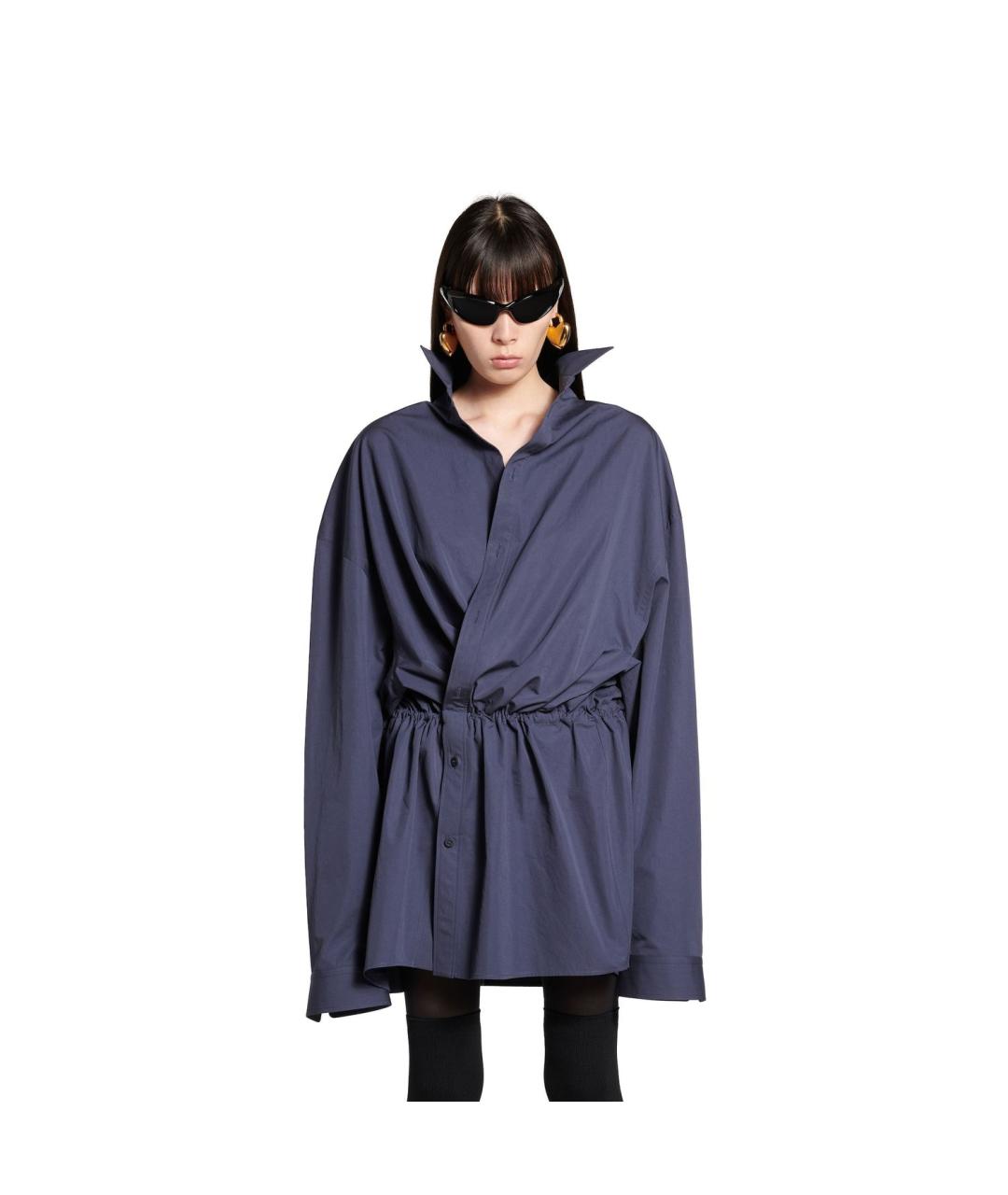 BALENCIAGA Синяя хлопковая рубашка, фото 3