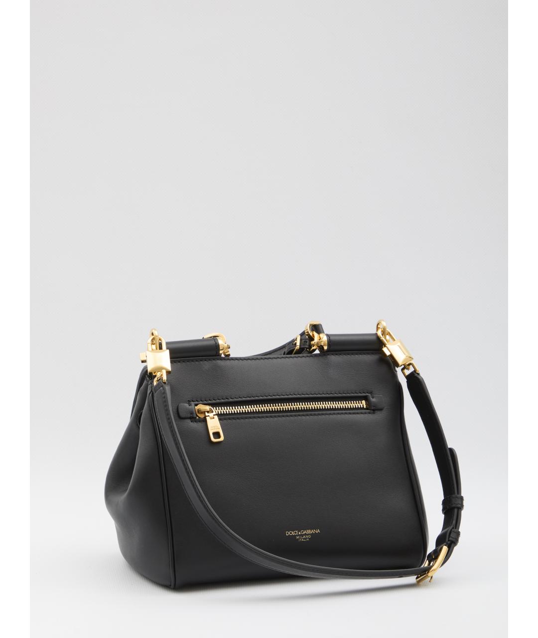 DOLCE&GABBANA Черная кожаная сумка тоут, фото 2