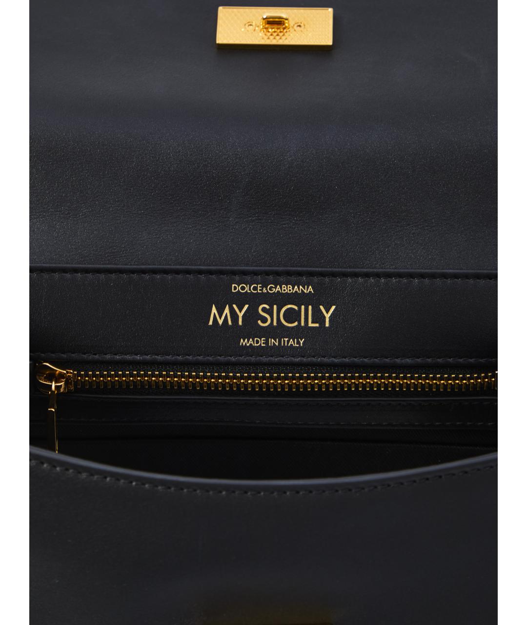 DOLCE&GABBANA Черная кожаная сумка тоут, фото 4