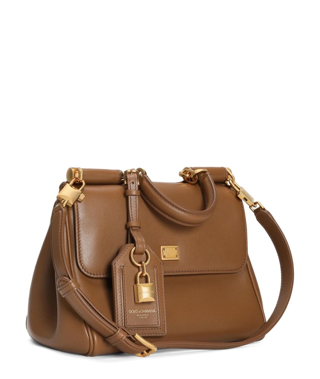 DOLCE&GABBANA Коричневая кожаная сумка тоут, фото 4