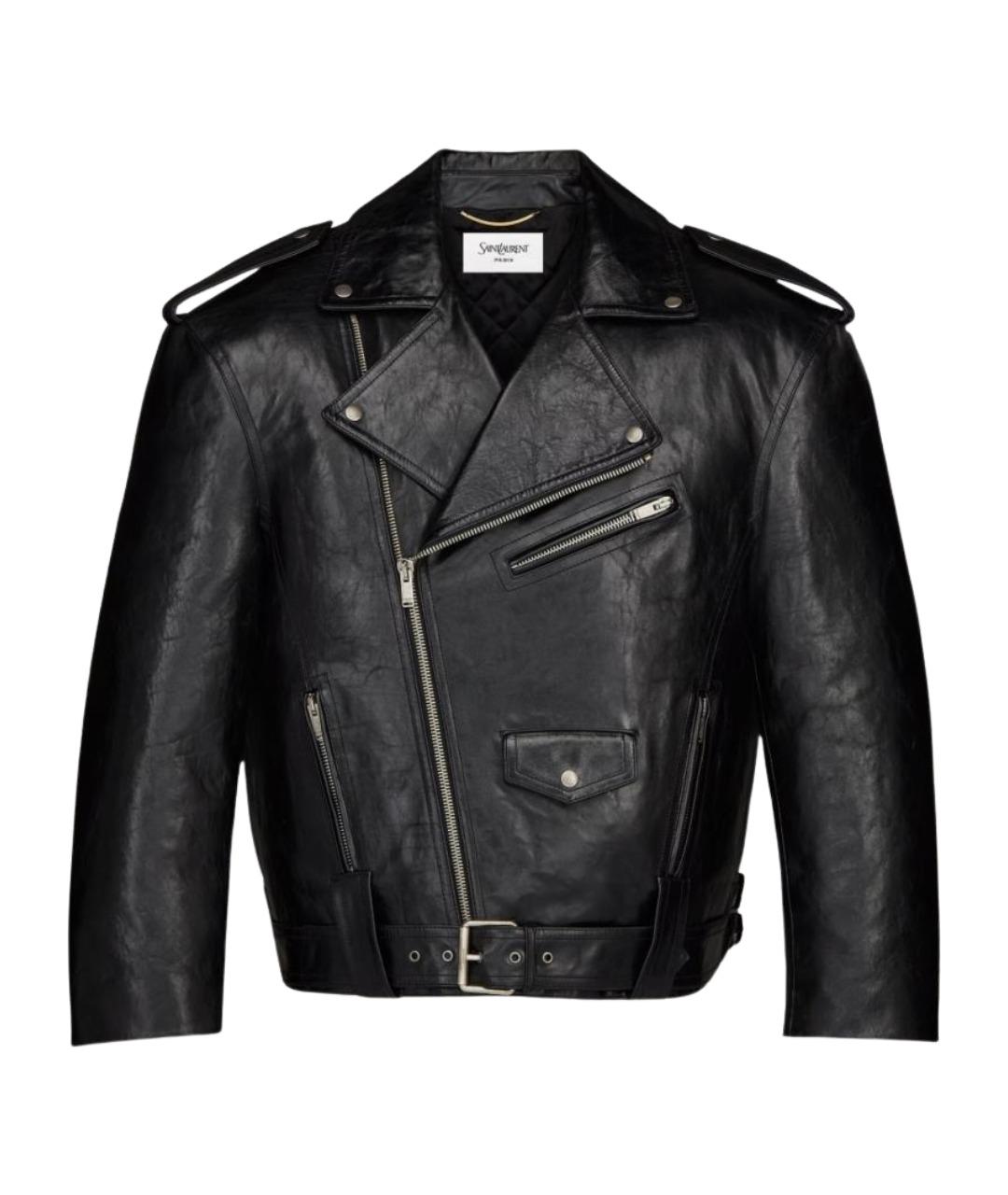 SAINT LAURENT Черная кожаная куртка, фото 1