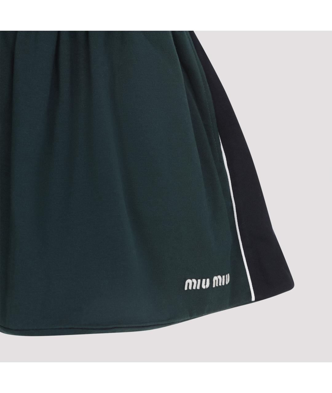 MIU MIU Зеленая хлопковая юбка мини, фото 4