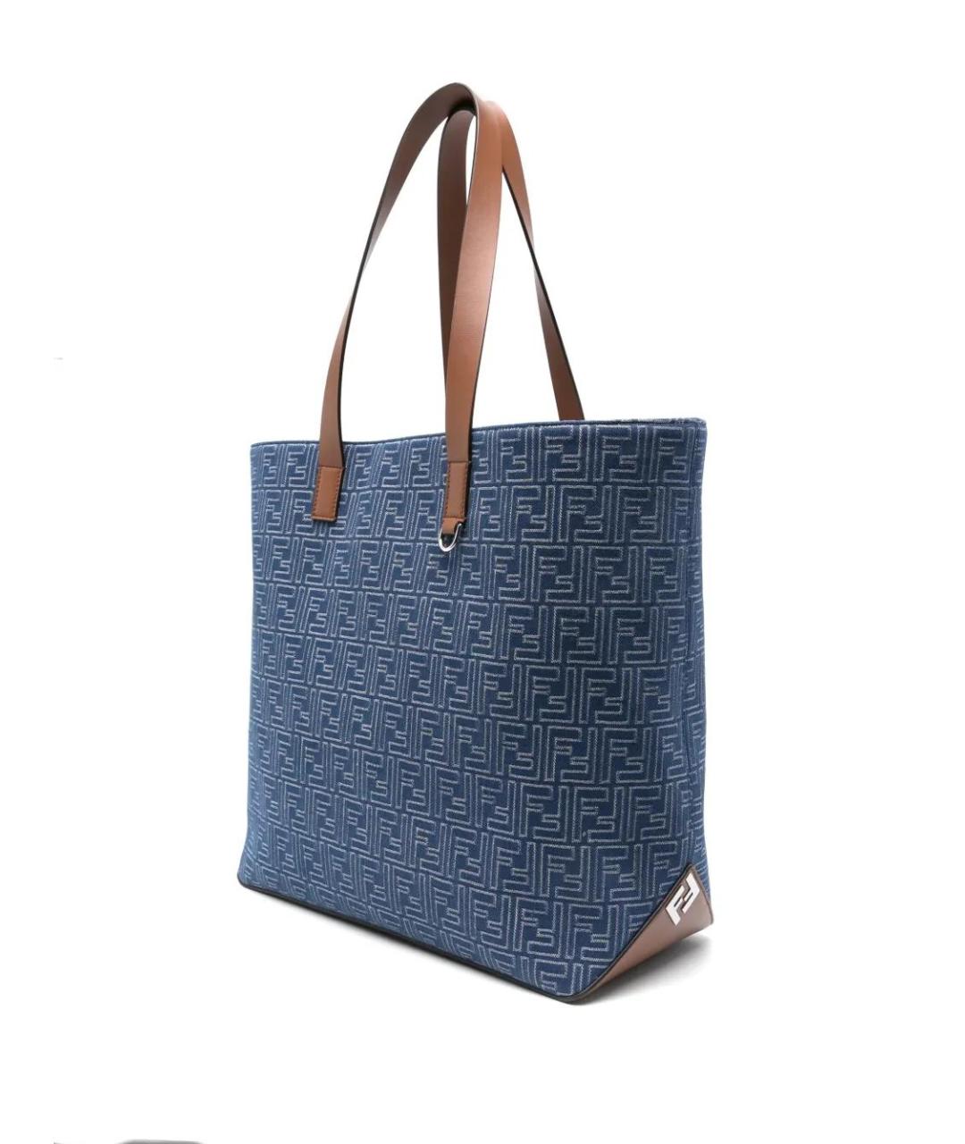 FENDI Синяя тканевая сумка тоут, фото 3