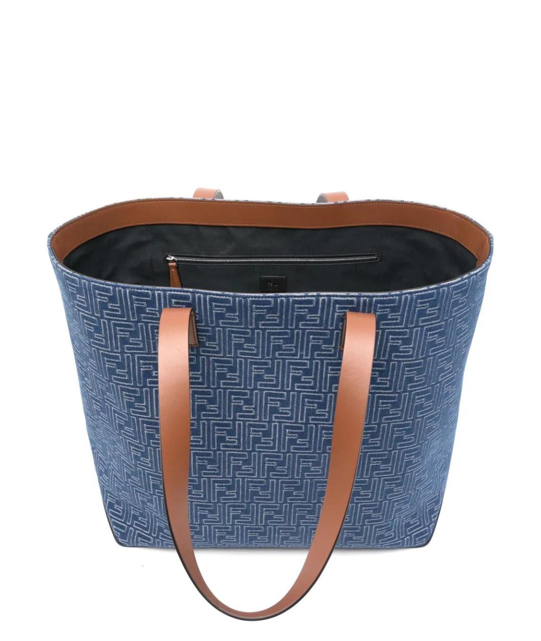 FENDI Синяя тканевая сумка тоут, фото 5