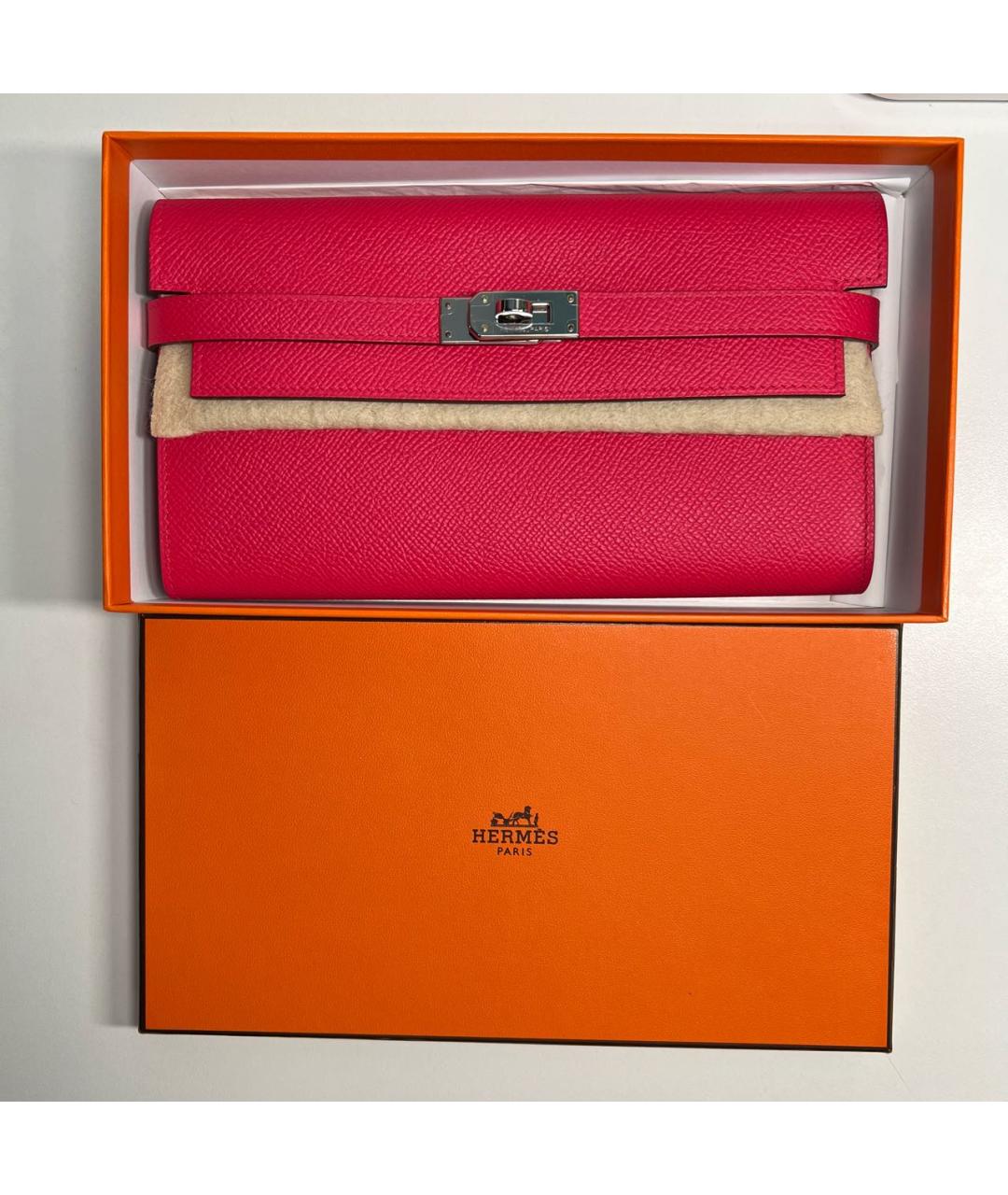 HERMES Розовый кожаный кошелек, фото 4