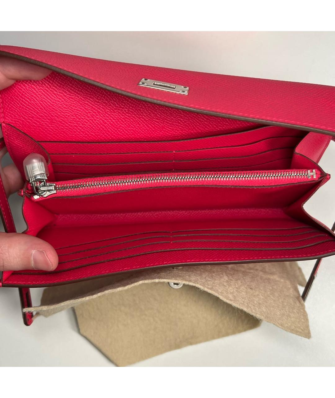 HERMES Розовый кожаный кошелек, фото 7