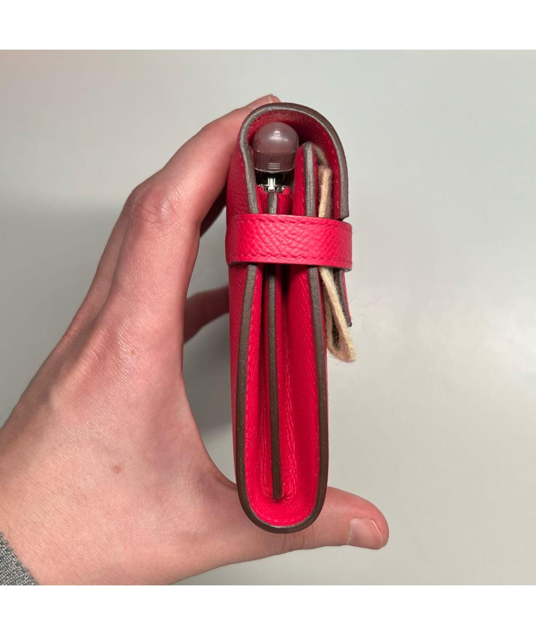 HERMES Розовый кожаный кошелек, фото 5