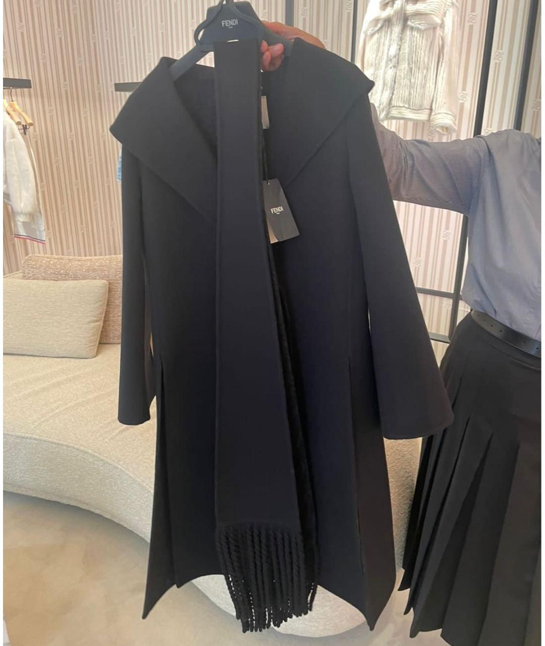 FENDI Черное шерстяное пальто, фото 2