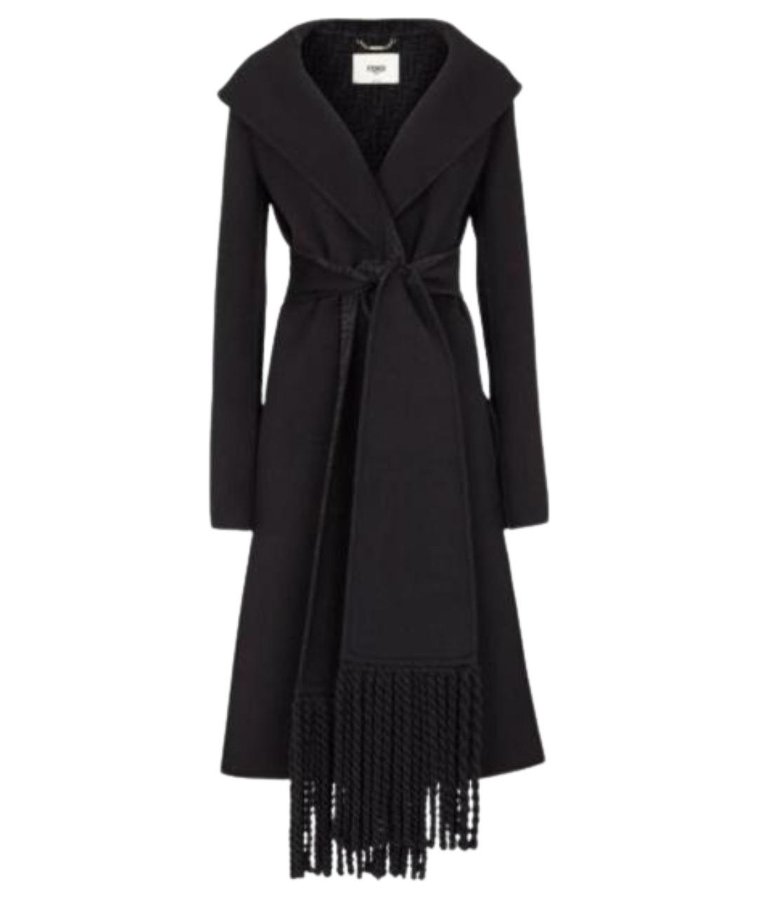 FENDI Черное шерстяное пальто, фото 1