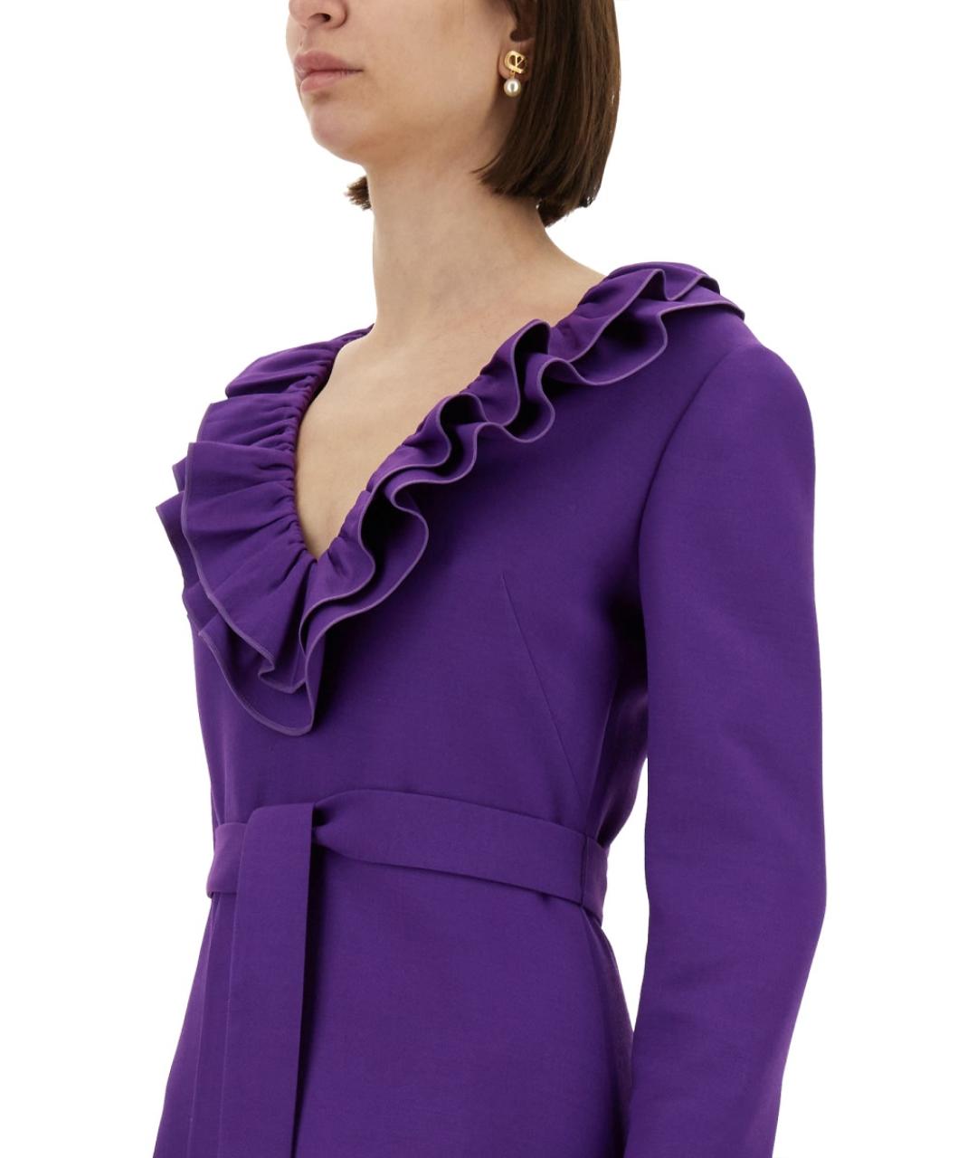 VALENTINO Фиолетовое шерстяное коктейльное платье, фото 5