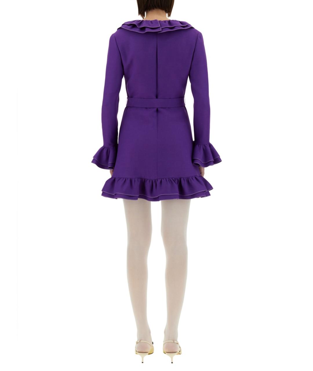 VALENTINO Фиолетовое шерстяное коктейльное платье, фото 4