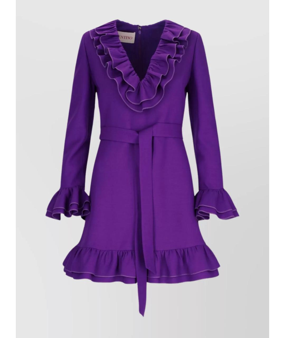 VALENTINO Фиолетовое шерстяное коктейльное платье, фото 6