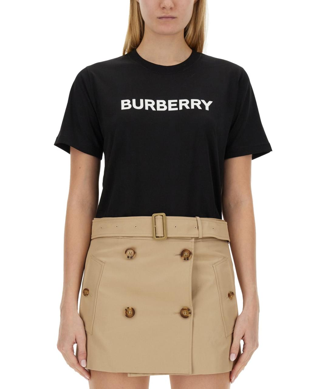 BURBERRY Черная хлопковая футболка, фото 1