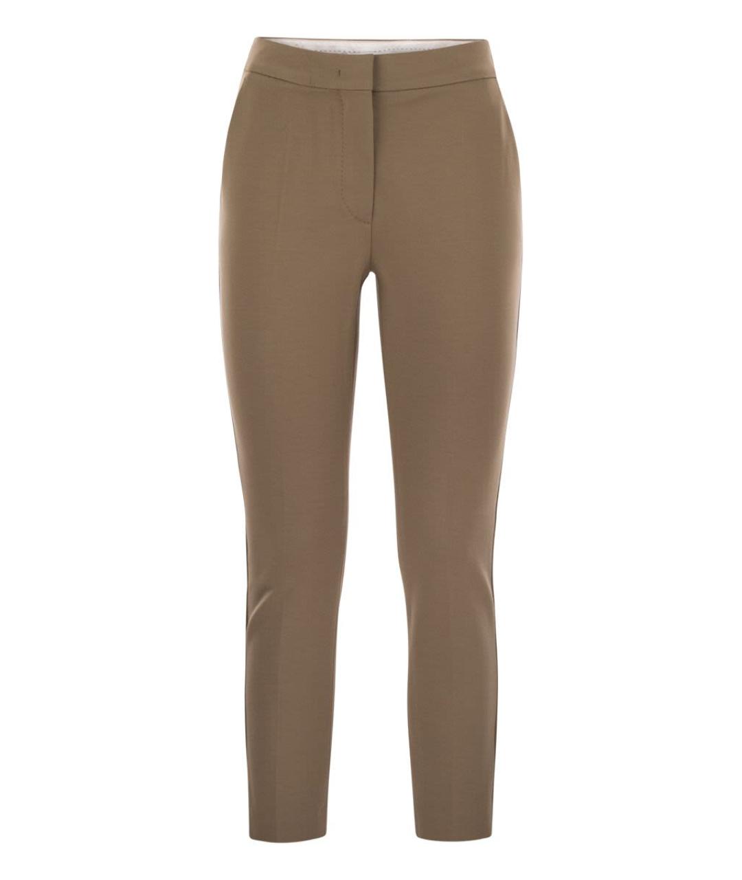 MAX MARA Коричневые вискозные прямые брюки, фото 1