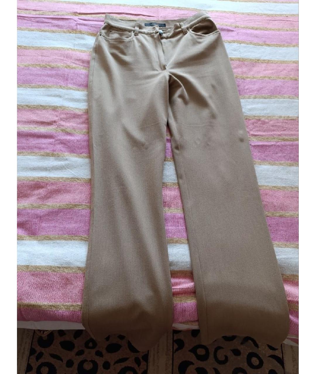 WEEKEND MAX MARA Бежевые полиэстеровые прямые брюки, фото 5