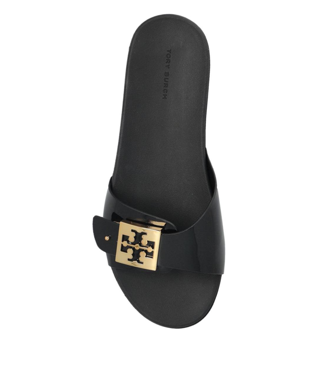 TORY BURCH Черные кожаные шлепанцы, фото 5